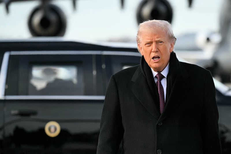 US President Donald Trump arrives at Dover Air Force Base in Delaware on December 17, 2025 to attend a ceremony for the return of the remains of two Iowa National Guard members killed in an attack in Syria during