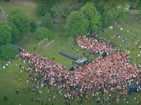 ABC7's coverage of the Donald Trump's rally in Crotona Park in the Bronx on Thursday, shows a much smaller crowd than what Trump's campaign previously reported.