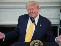 WASHINGTON, DC - FEBRUARY 21: U.S. President Donald Trump addresses a meeting of governors at the White House on February 21, 2025 in Washington, DC. President Trump is hosting a bipartisan group of Governors for a working session at the White House as part The National Governors Association winter meetings. (Photo by Win McNamee/Getty Images)