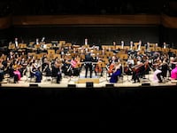 The New York Philharmonic performs during the 2024 Spring Gala at David Geffen Hall at Lincoln Center in New York City