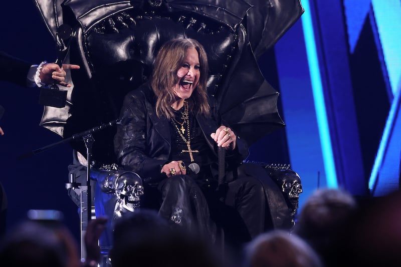 Ozzy Osbourne makes a rare public appearance speaks onstage during the 2024 Rock & Roll Hall of Fame Induction Ceremony on October 19, 2024 in Cleveland, Ohio.