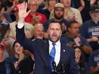 TOPEKA, KANSAS - OCTOBER 26: U.S. Vice President JD Vance speaks during a campaign rally at HME, Inc. on October 26, 2026 in Topeka, Kansas. Vance is traveling to Montana and Kansas to campaign for local Republican candidates ahead of the midterm elections. (Photo by Finn Gomez/Getty Images)