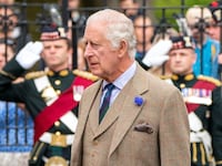 Britain's King Charles inspects Balaklava Company, 5th Battalion, The Royal Regiment of Scotland, at the gates of Balmoral, as he takes up summer residence at the castle in Balmoral Estate, Scotland, Britain, August 21, 2023.