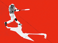 Photo illustrated gif of a baseball player with his shadow in a KKK outfit holding a tiki torch