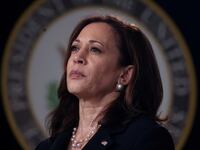 U.S. Vice President Kamala Harris attends an infrastructure event addressing high speed internet in the Eisenhower Executive Office Building's South Court Auditorium at the White House in Washington, U.S., June 3, 2021.
