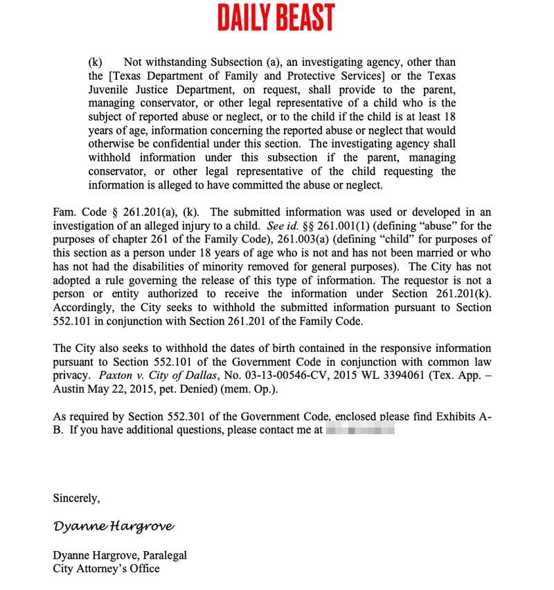 Tom Latchem letter