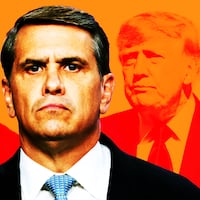 Todd Blanche, Mel Gibson, Donald Trump photo illustration
