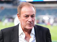 Al Michaels prior to a September 2023 game between Philadelphia and Minnesota.