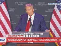 Donald Trump speaks to a rally in Wisconsin.