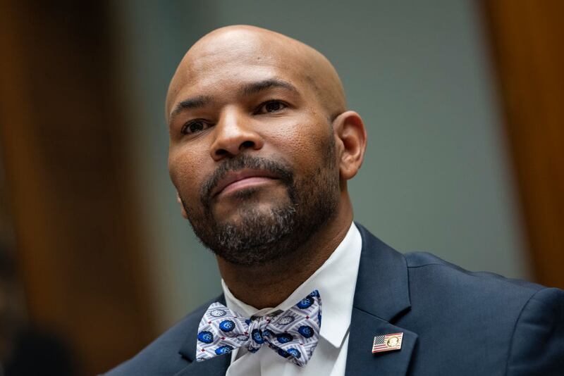 WASHINGTON, DC - JULY 1: Former U.S. Surgeon General Dr. Jerome Adams testifies during a Select Subcommittee on the Coronavirus Crisis hearing about how to counter vaccine hesitancy, on Capitol Hill July 1, 2021 in Washington, DC. According to the committee, a recent survey shows that up to 20 percent of Americans continue to say they will refuse the vaccine or are unsure about the vaccine. (Photo by Drew Angerer/Getty Images)