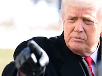 President of the United States Donald J. Trump speaks to reporters prior to departing The White House in Washington, DC, United States on January 27, 2026.