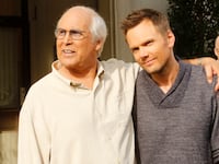 Chevy Chase as Pierce, Joel McHale as Jeff Winger.