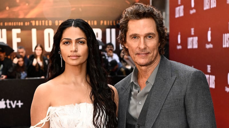 Camila Alves McConaughey and Matthew McConaughey attend "The Lost Bus" U.K. Special Screening at Curzon Mayfair on September 28, 2025, in London, England.