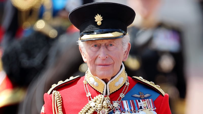 LONDON, ENGLAND - JUNE 13: King Charles III during Trooping The Colour on June 13, 2026 in London, England. Trooping The Colour is a ceremonial parade celebrating the official birthday of the British Monarch. The event features over 1400 soldiers of the Household Division and King's Troop Royal Horse Artillery, including over 400 musicians from the Massed Bands. (Photo by Chris Jackson/Getty Images)