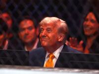 President Donald Trump attends UFC 314 at Kaseya Center on April 12, 2025 in Miami, Florida.