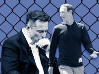 Chief Executive Officer of SpaceX and Tesla and owner of Twitter Elon Musk and Meta Facebook CEO Mark Zuckerberg.