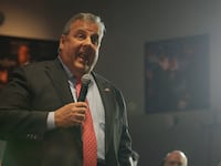 Former New Jersey Governor Chris Christie speaks at the Institute of Politics at St. Anselm College in Manchester, New Hampshire, U.S., March 27, 2023.