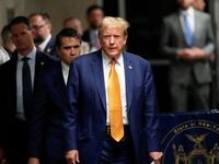 Former President Donald Trump arrives at Manhattan criminal court.