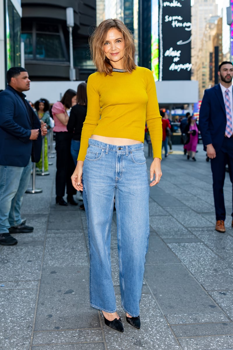 Katie Holmes attended the Old Navy x Christopher John Rogers launch event in New York on April 13, 2026, with a major hair change.