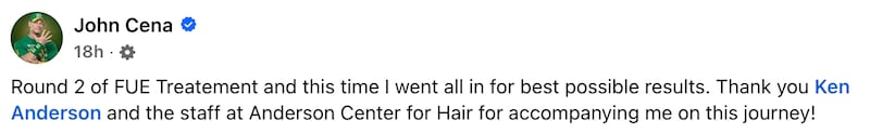 John Cena shared the details of his surgery on Facebook.