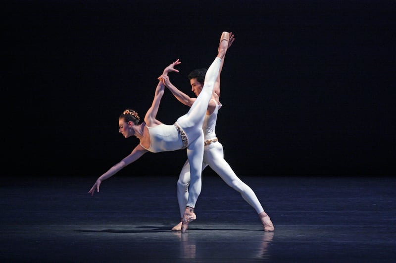 Here, Tiler Peck dances with Anthony Huxley in "Sonatas and Interludes" at the David H. Koch Theater in 2015.