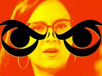 Bari Weiss with angry CBS eyes