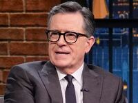 Stephen Colbert during an interview with host Seth Meyers
