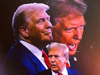 A photo illustration of Donald Trump during the Presidential debate with Kamala Harris.