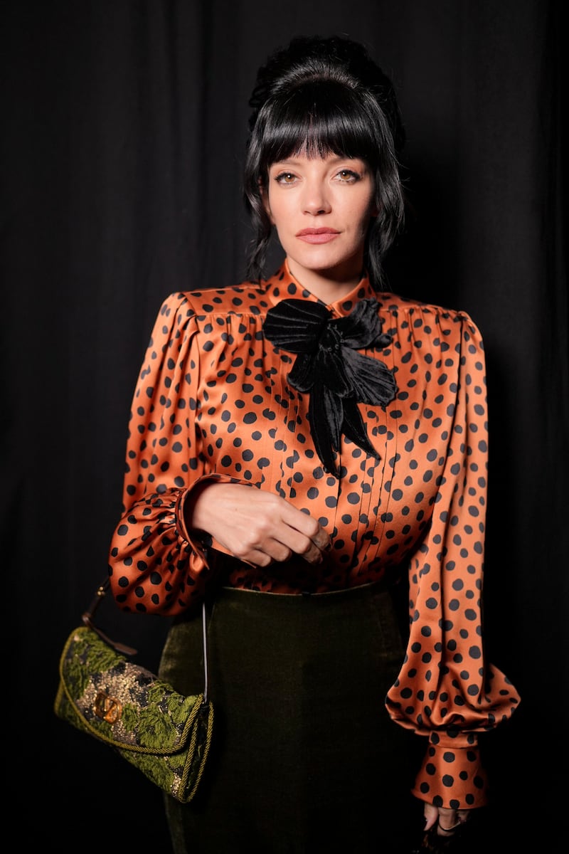 Lily Allen at the 2026 Valentino Haute Couture Spring/Summer fashion show during Paris Fashion Week.
