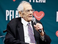 Barney Frank speaks during PFLAG National's Love Takes Justice event at AFT Headquarters on November 18, 2025 in Washington, DC.