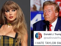 Taylor Swift and Donald Trump illustration