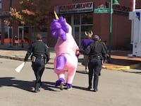 191111-Weill-Cops-protesters-unicorn_suit-supremacist-farmers-market-tease_t3pfm7