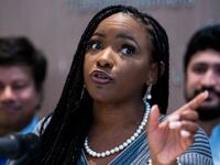 Rep. Jasmine Crockett, D-Texas, speaks during a news conference with newly elected incoming members of the Congressional Progressive Caucus at the AFL-CIO building in Washington, D.C., on Sunday, November 13, 2022.
