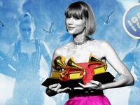An illustration that includes photos of Taylor Swift and a Still from the music video Bad Blood