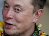 Elon Musk, chief executive officer of SpaceX and Tesla, speaks to the media during the launch of SpaceX's Starlink internet service in Indonesia.