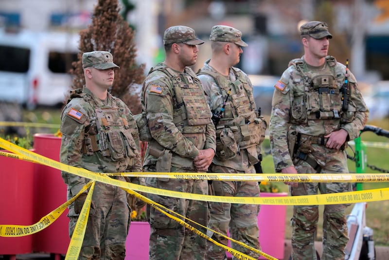 National Guard soldiers respond to a shooting near the White House.