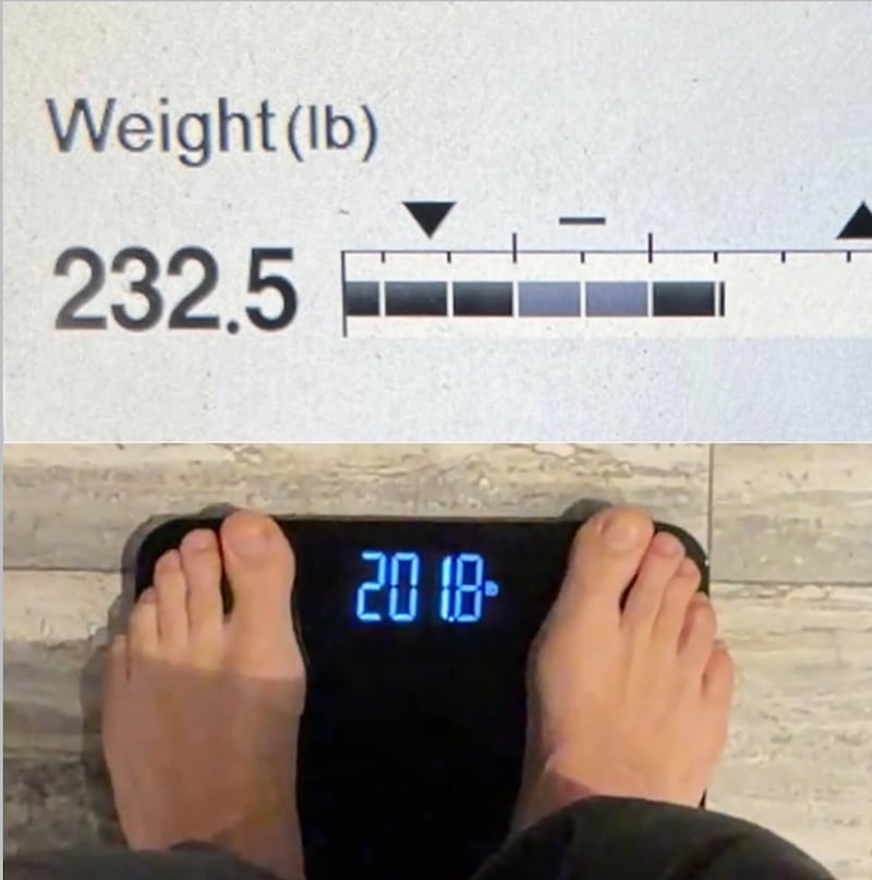 Chris Appleton showed that his weight had shifted from 232.5 pounds to 201.8 pounds during his time on "Strictly Come Dancing."
