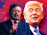A photo illustration of Gustav Petro and Donald Trump.