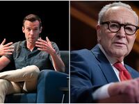 Jon Favreau of Pod Save America and Chuck Schumer