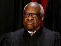 Clarence Thomas poses for a portrait inside the Supreme Court.