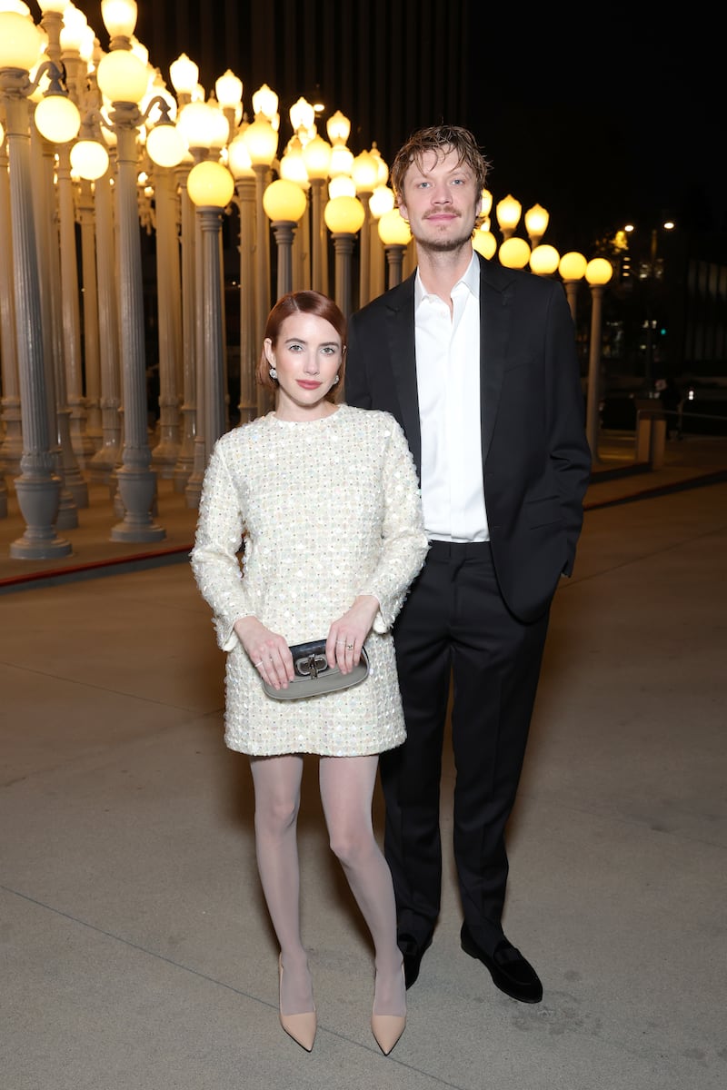 LOS ANGELES, CALIFORNIA - NOVEMBER 01: (L-R) Emma Roberts and Cody John attend the 2025 LACMA Art+Film Gala, Presented By Gucci at Los Angeles County Museum of Art on November 01, 2025 in Los Angeles, California. (Photo by Stefanie Keenan/Getty Images for LACMA)