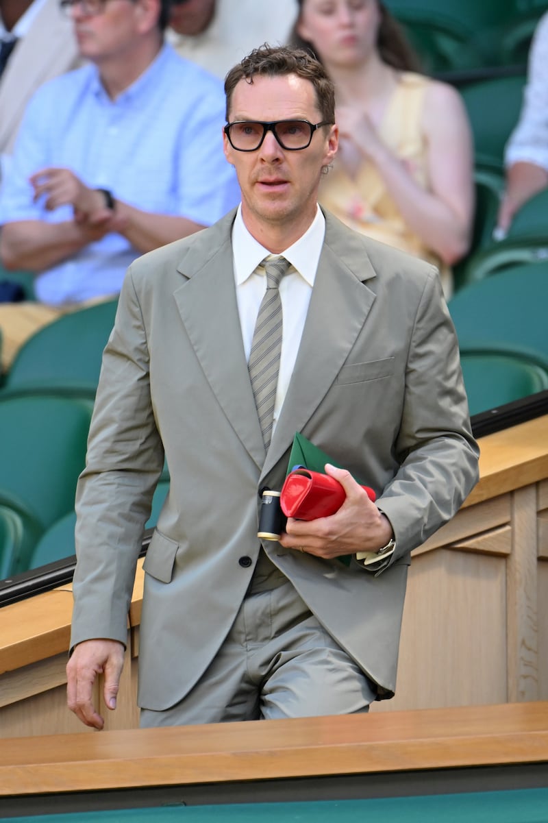 LONDON, ENGLAND - JULY 07: Benedict Cumberbatch during day nine of the 2026 Wimbledon Tennis Championships at All England Lawn Tennis and Croquet Club on July 07, 2026 in London, England. (Photo by Karwai Tang/WireImage)