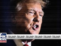 A photo illustration showing Donald Trump on the Fox News Channel.