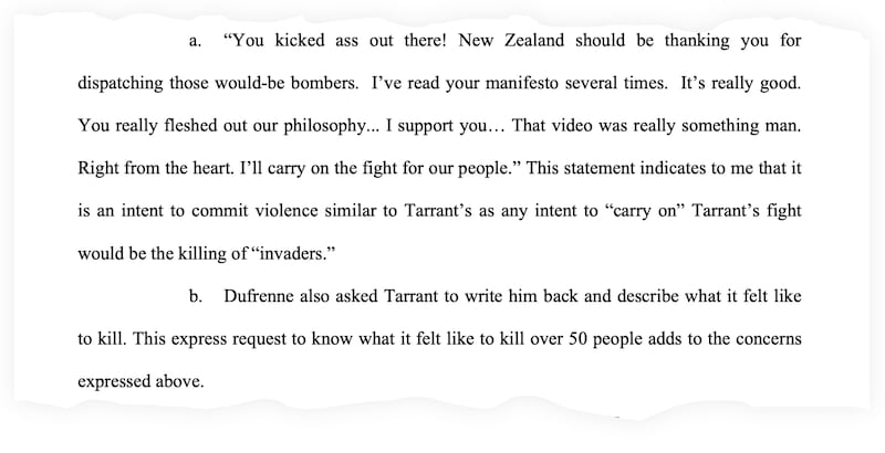 A snippet of the FBI search warrant associated with Chris Dufrenne’s flash drive.