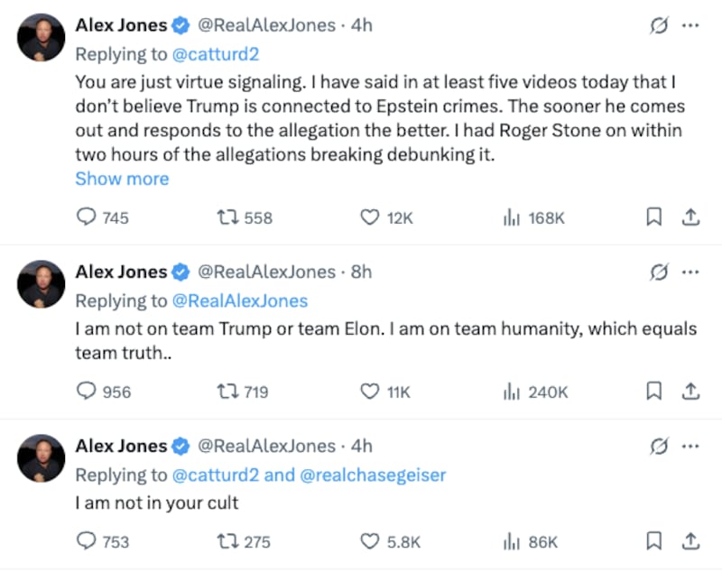 Alex Jones responds to allegations from MAGA supporters