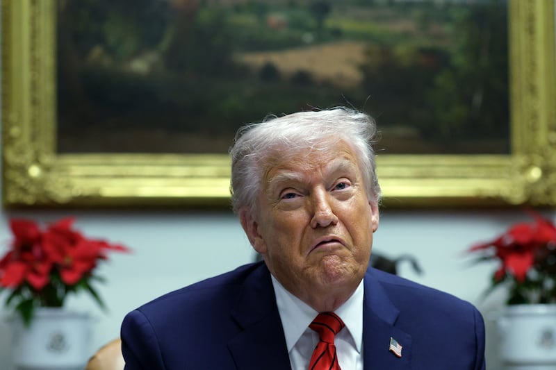 WASHINGTON, DC - DECEMBER 10: U.S. President Donald Trump speaks during a roundtable discussion with top business leaders in the Roosevelt Room at the White House on December 10, 2025 in Washington, DC. During the roundtable, Trump addressed questions on the Federal Reserve’s latest decision to cut interest rates and reports that the U.S. seized an oil tanker off the coast of Venezuela, among other topics. (Photo by Alex Wong/Getty Images)