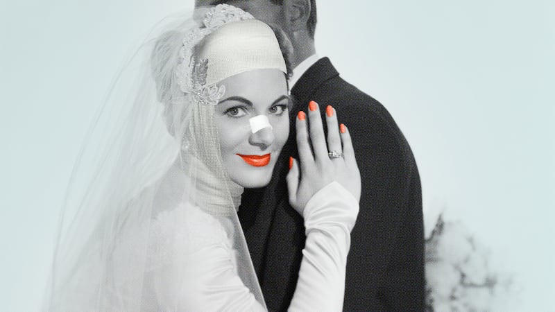 Bride with nose and head bandage