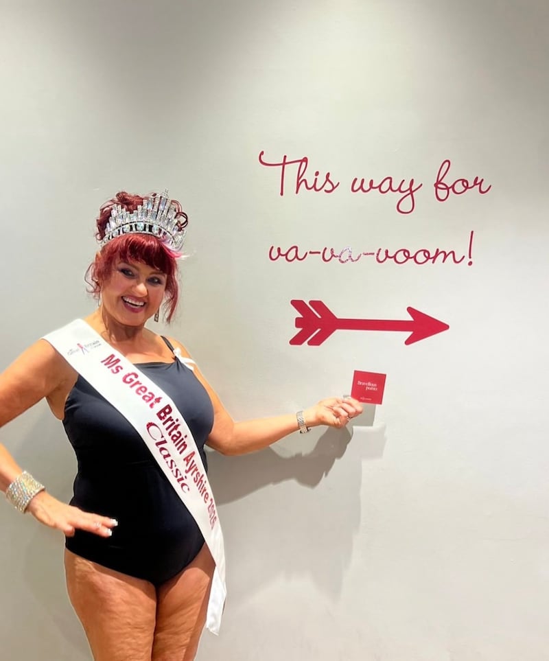 Ann Marie Harper, a 71-year-old grandmother from Ayrshire, Scotland, poses in a black swimsuit. She is set to become the oldest Ms Great Britain Classic contestant.