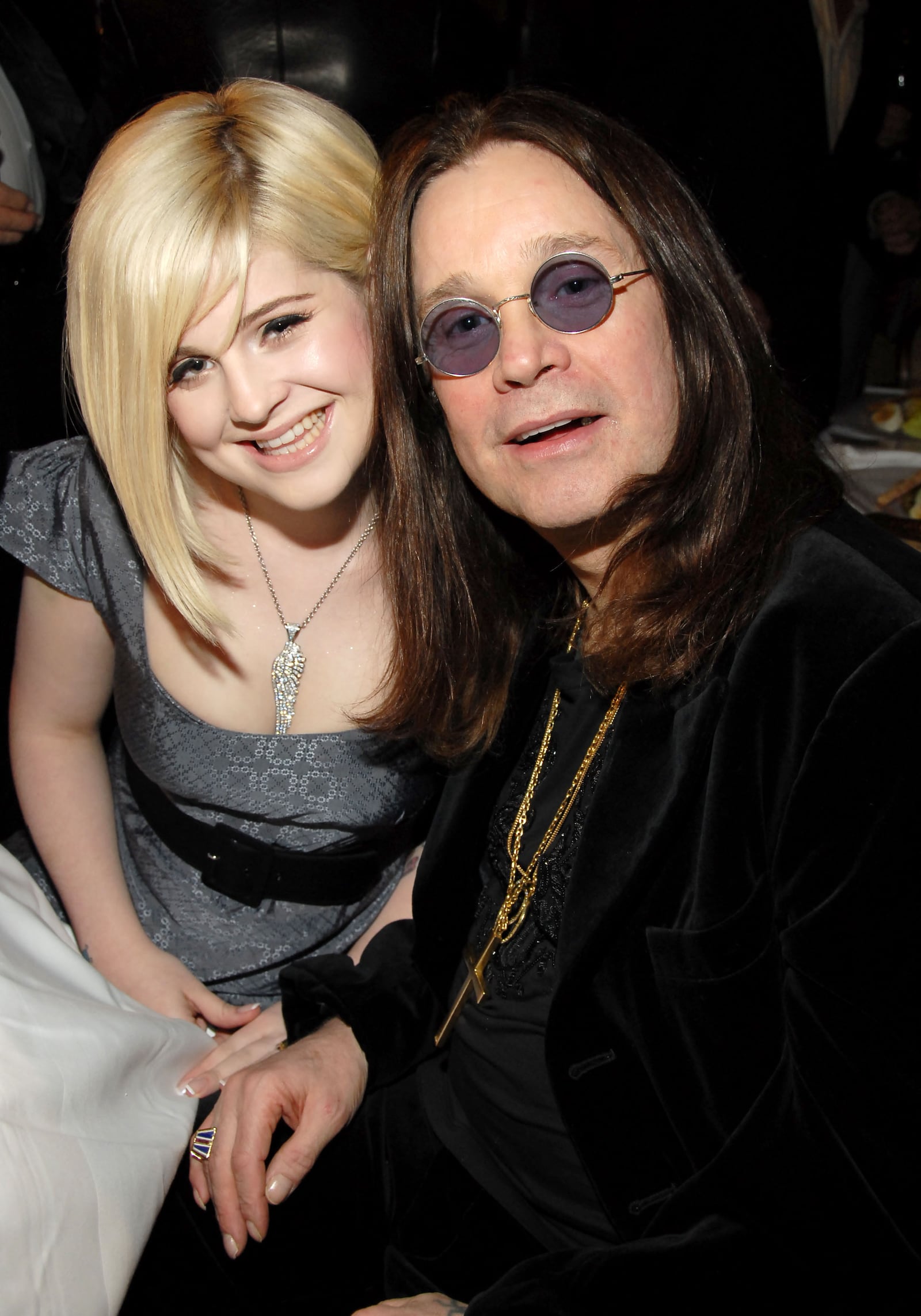 Kelly with father Ozzy Osbourne at the 21st Annual Rock and Roll Hall of Fame Induction Ceremony, where Black Sabbath was inducted. New York City, 2006.