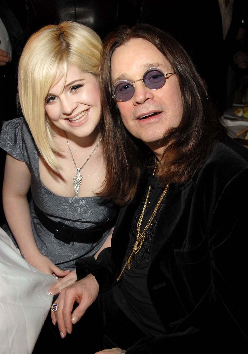 Kelly with father Ozzy Osbourne at the 21st Annual Rock and Roll Hall of Fame Induction Ceremony, where Black Sabbath was inducted. New York City, 2006.